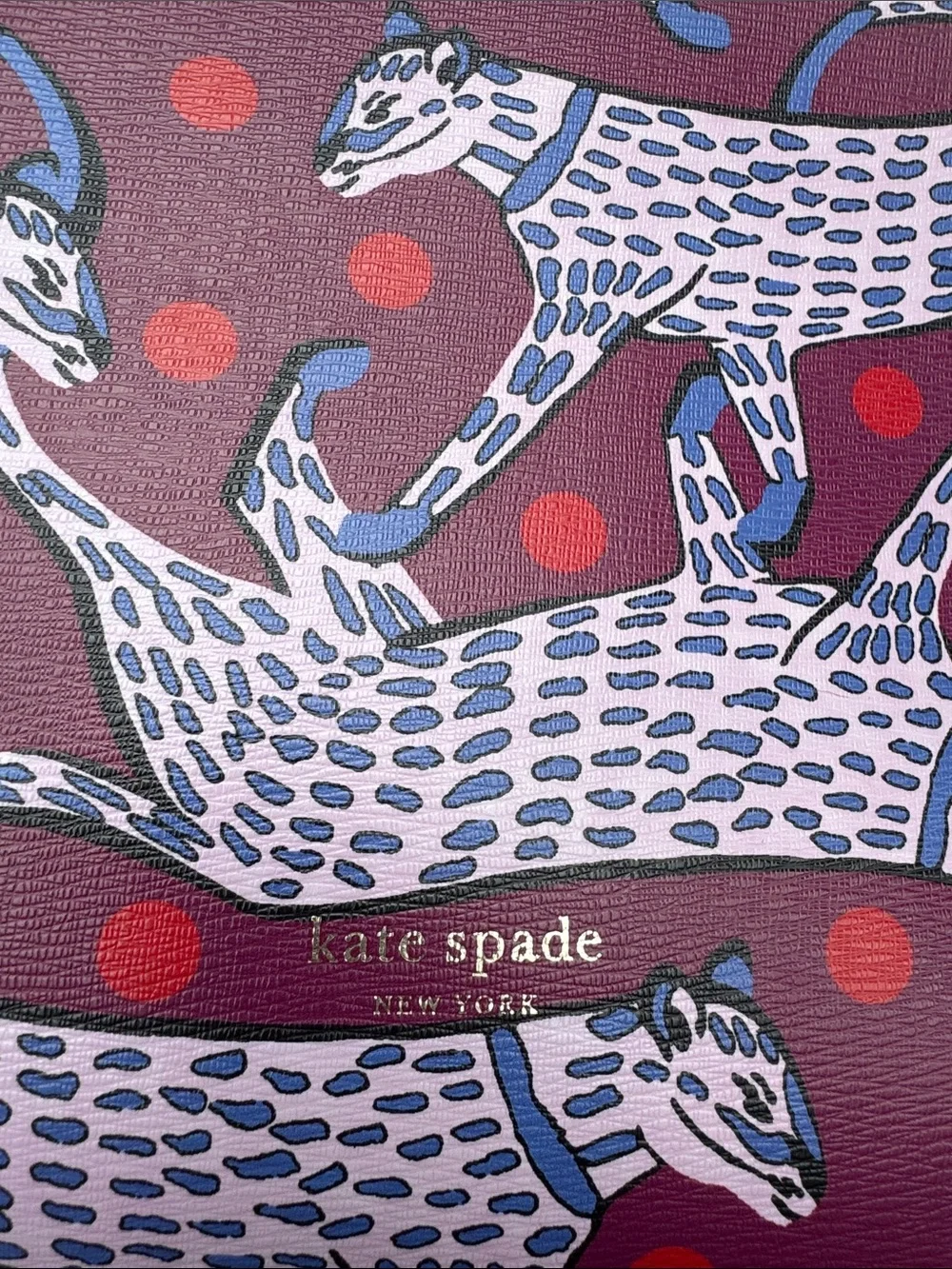 Kate Spade ♠️ Molly Panther Dot Large Tote in Radicchio